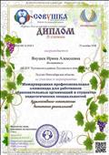 Диплом 2 степени Международная профессиональная олимпиада для работников образовательных организаций и студентов педагогических специальностей "Художественно-эстетическое воспитание дошкольников" Диплом 2 степени Международная профессиональная олимпиада для работников образовательных организаций и студентов педагогических специальностей "Художественно-эстетическое воспитание дошкольников"
